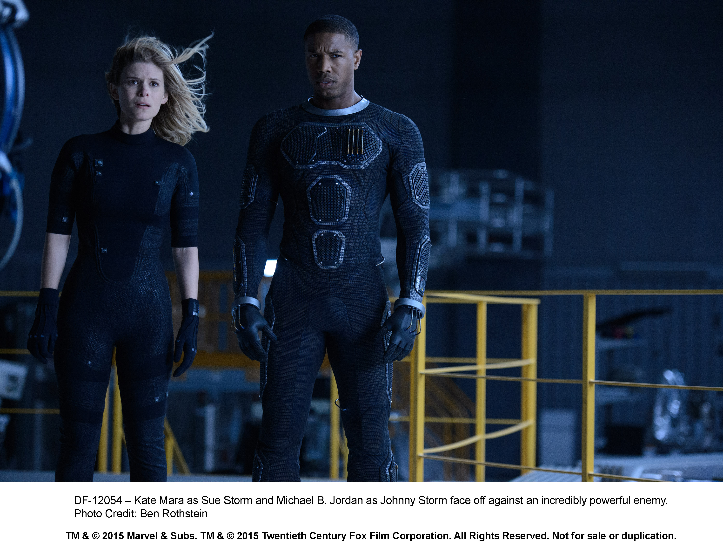 Still of Michael B. Jordan and Kate Mara in Fantastic Four (2015)