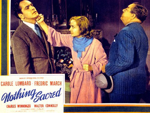 Carole Lombard, Walter Connolly and Fredric March in Nothing Sacred (1937)