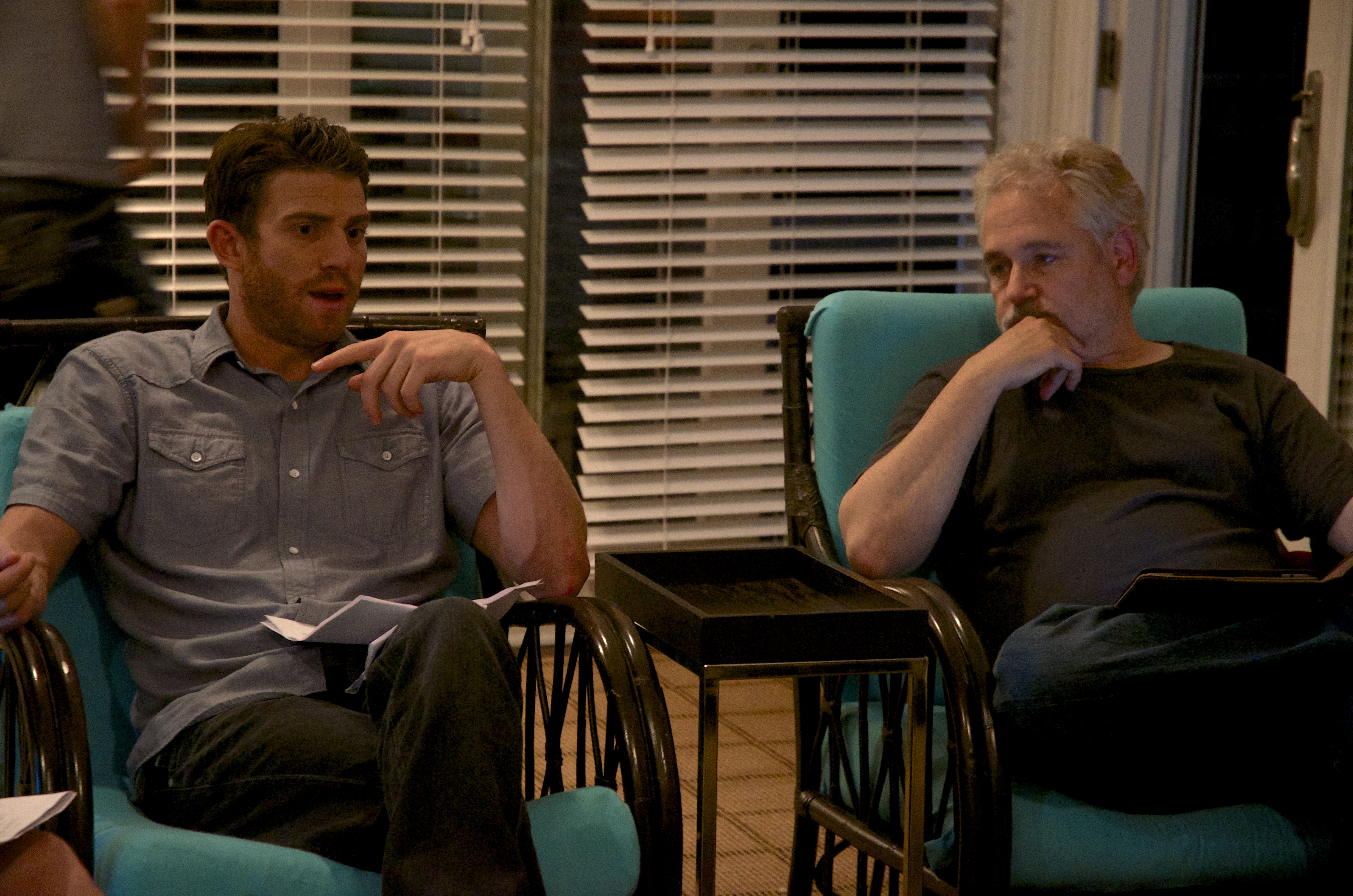 Bryan Greenberg & Michael Maren on the set of A Short History of Decay.
