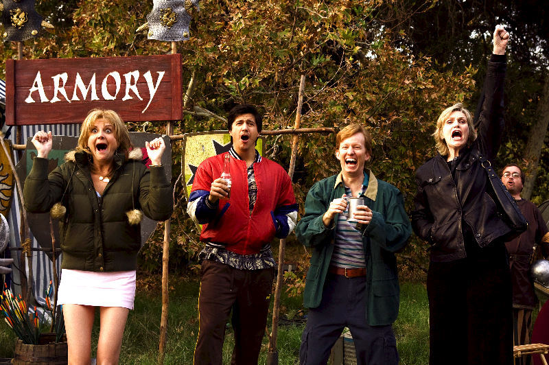 Still of Kerri Kenney, Jane Lynch, Ken Marino and A.D. Miles in Vyriskas auklejimas (2008)