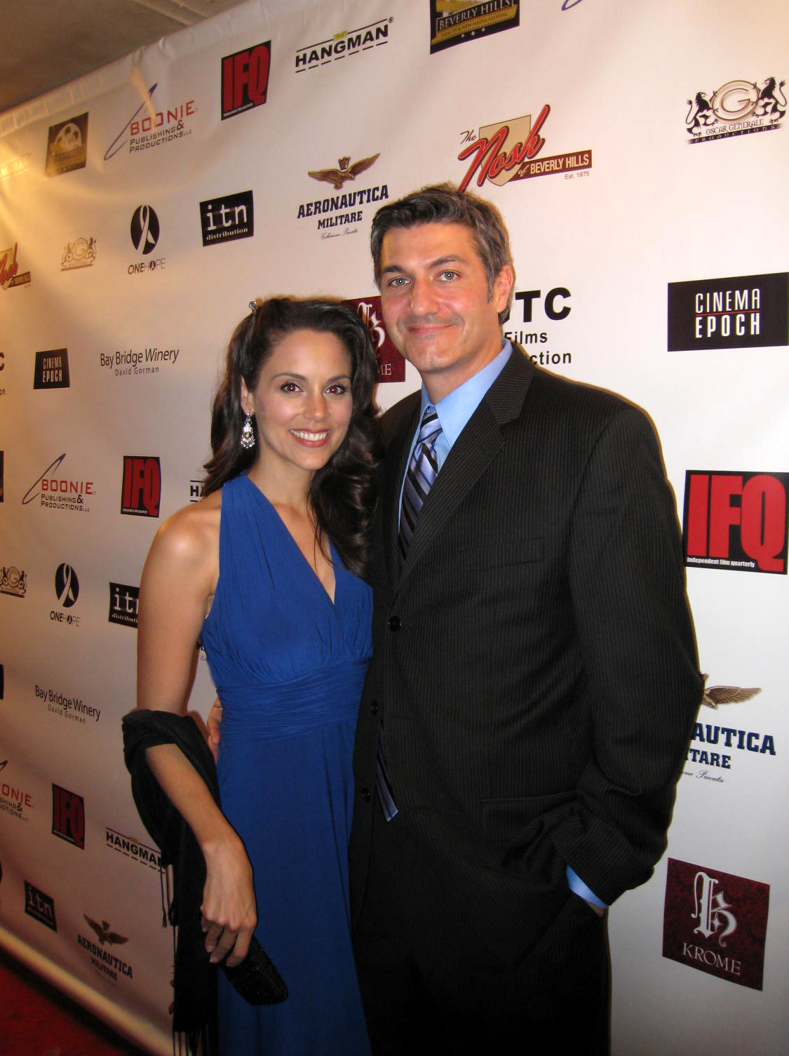 P.J. Marino with actress Tessa Munro on the red carpet at the Beverly Hills Film, TV & New Media Festival 2010.