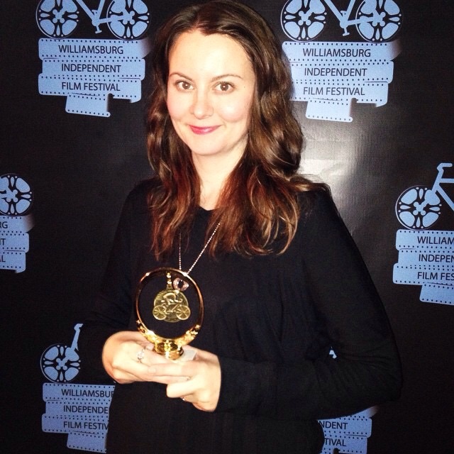 Receiving the Thelma K Bloch Award for the Arts at the Williamsburg Independent Film Festival