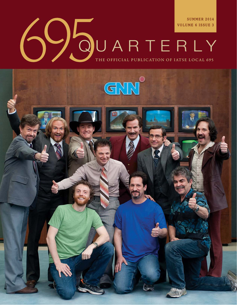 Cover of The 695 Quarterly issue. 7 Page article about the behind the scenes workings of the on-screen computer and video playback for Anchorman 2.