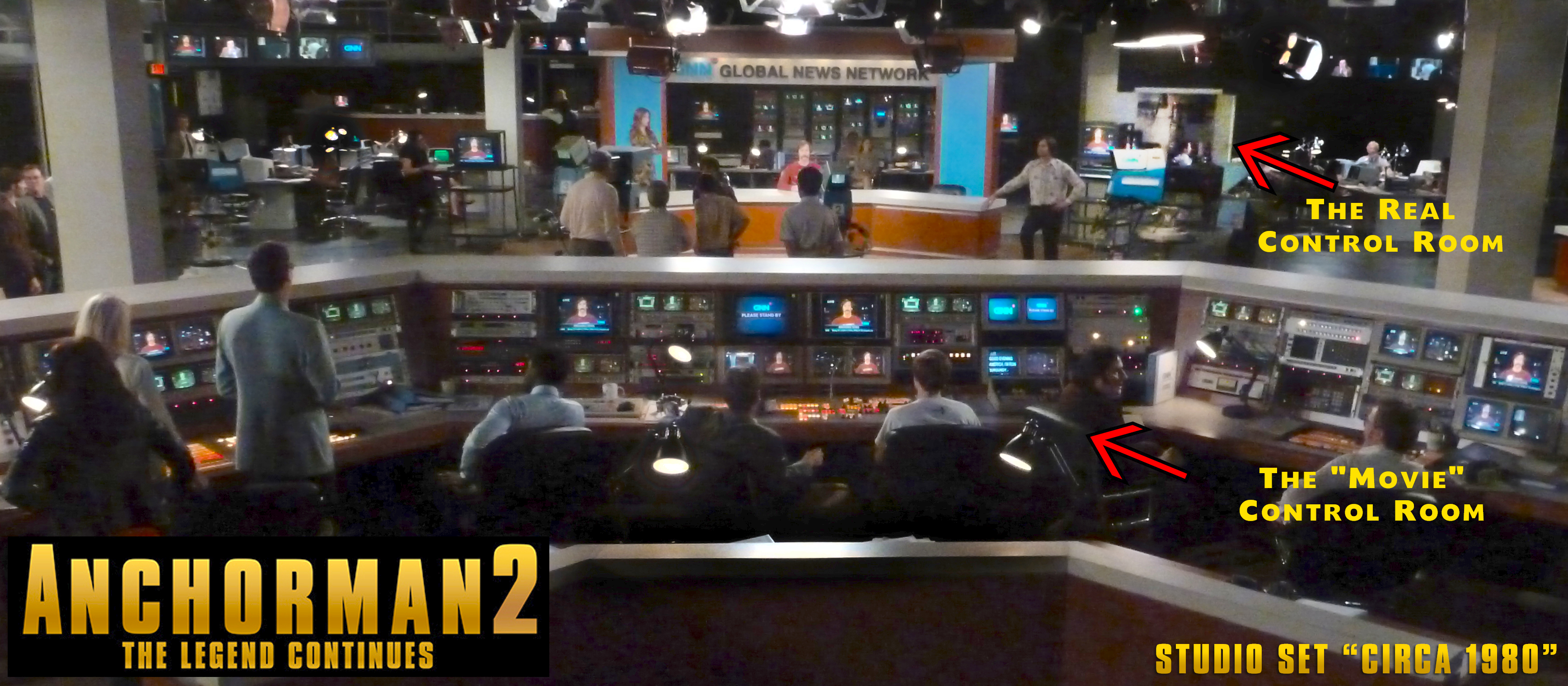 ANCHORMAN 2 - GNN News Studio. A custom built TV studio. The fully functional studio is seen throughout much of the film.