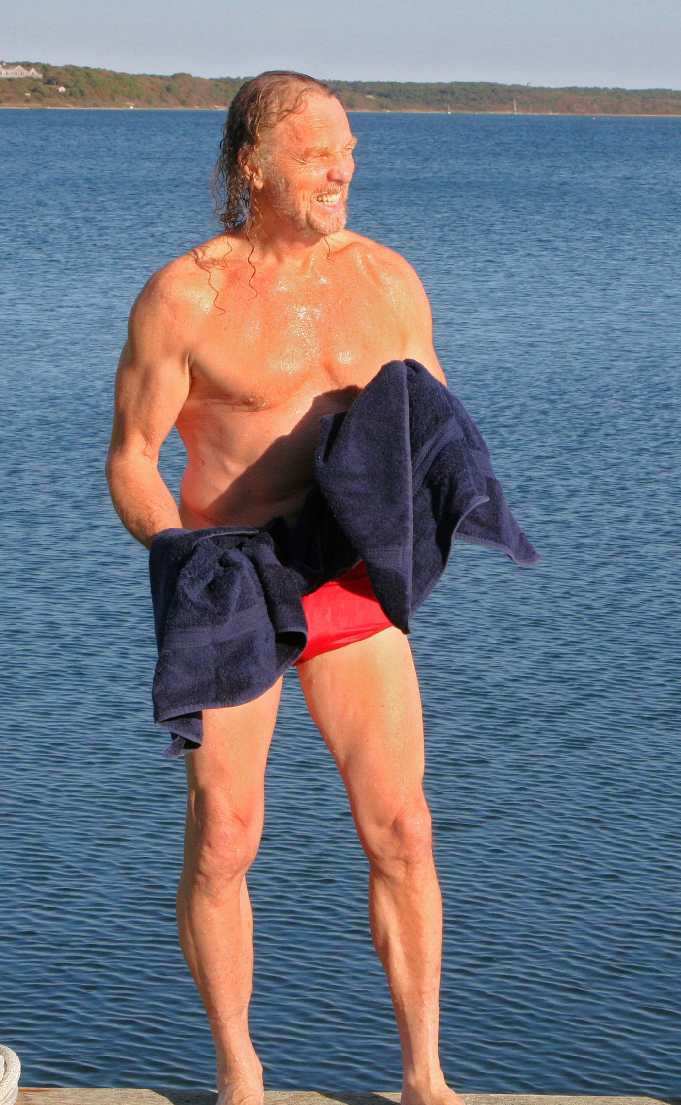 Due to the cold water temps - this photo was taken after my last swim of the 2012 fall season on Martha's Vineyard. The location is behind my home on Katama Bay.