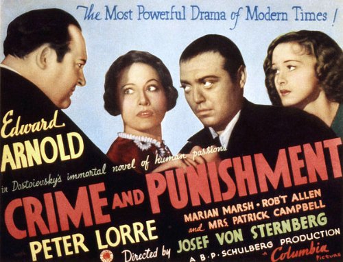 Peter Lorre, Edward Arnold, Tala Birell and Marian Marsh in Crime and Punishment (1935)