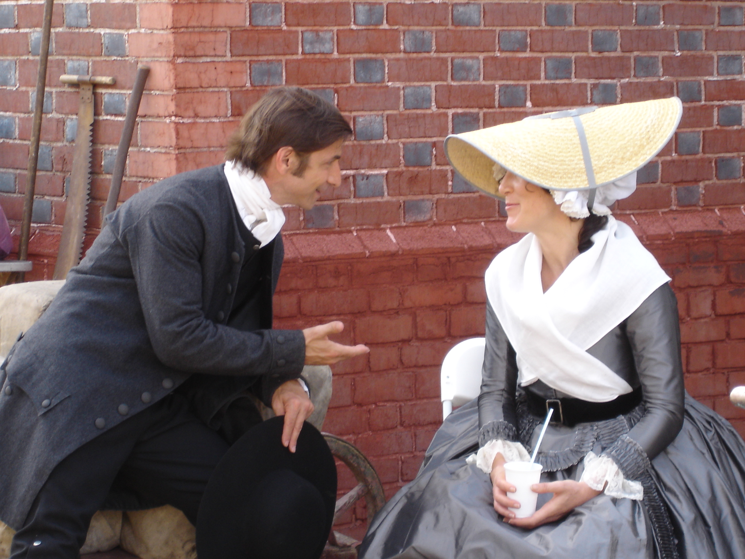 Ethan Marten and Eve Best on set of Dolley Madison.