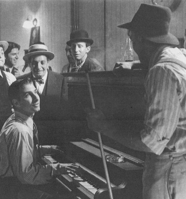 Irving Berlin (Ethan Marten) giving advice to Young Indiana Jones. Scandal of 1920. Photo Courtesy of Lucasfilm Limited. All rights reserved.