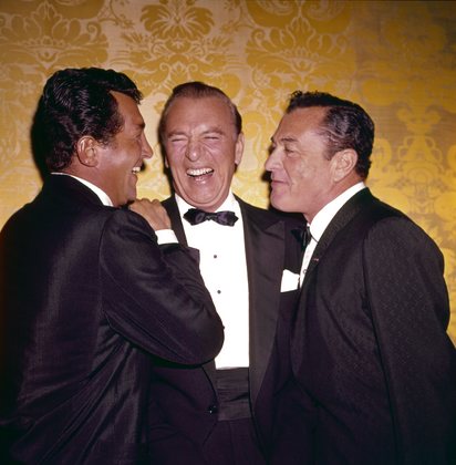 Gary Cooper (center) with Dean Martin (left) and Tony Martin (right) circa late 1950s © 1978 David Sutton