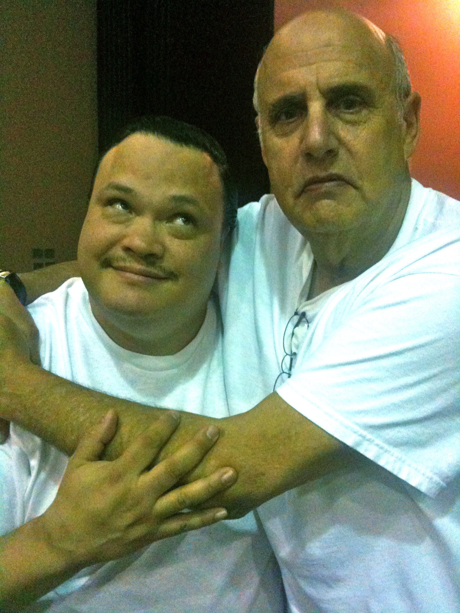 Adrian Martinez and the great Jeffrey Tambor, on the set of FLYPAPER.