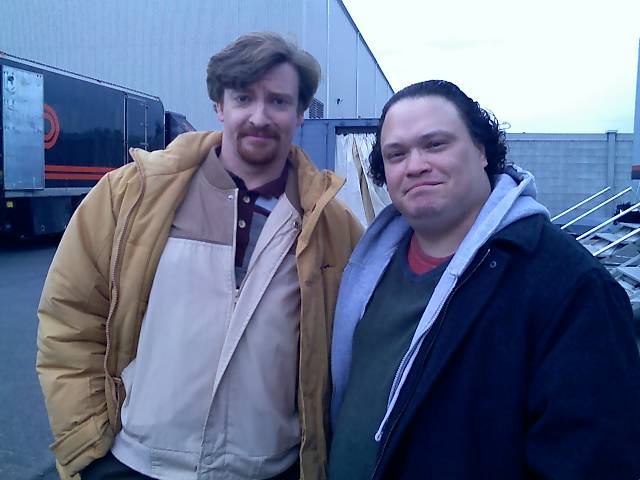 Rhys Darby and Adrian Martinez on the set of HBO's FLIGHT OF THE CONCHORDS.