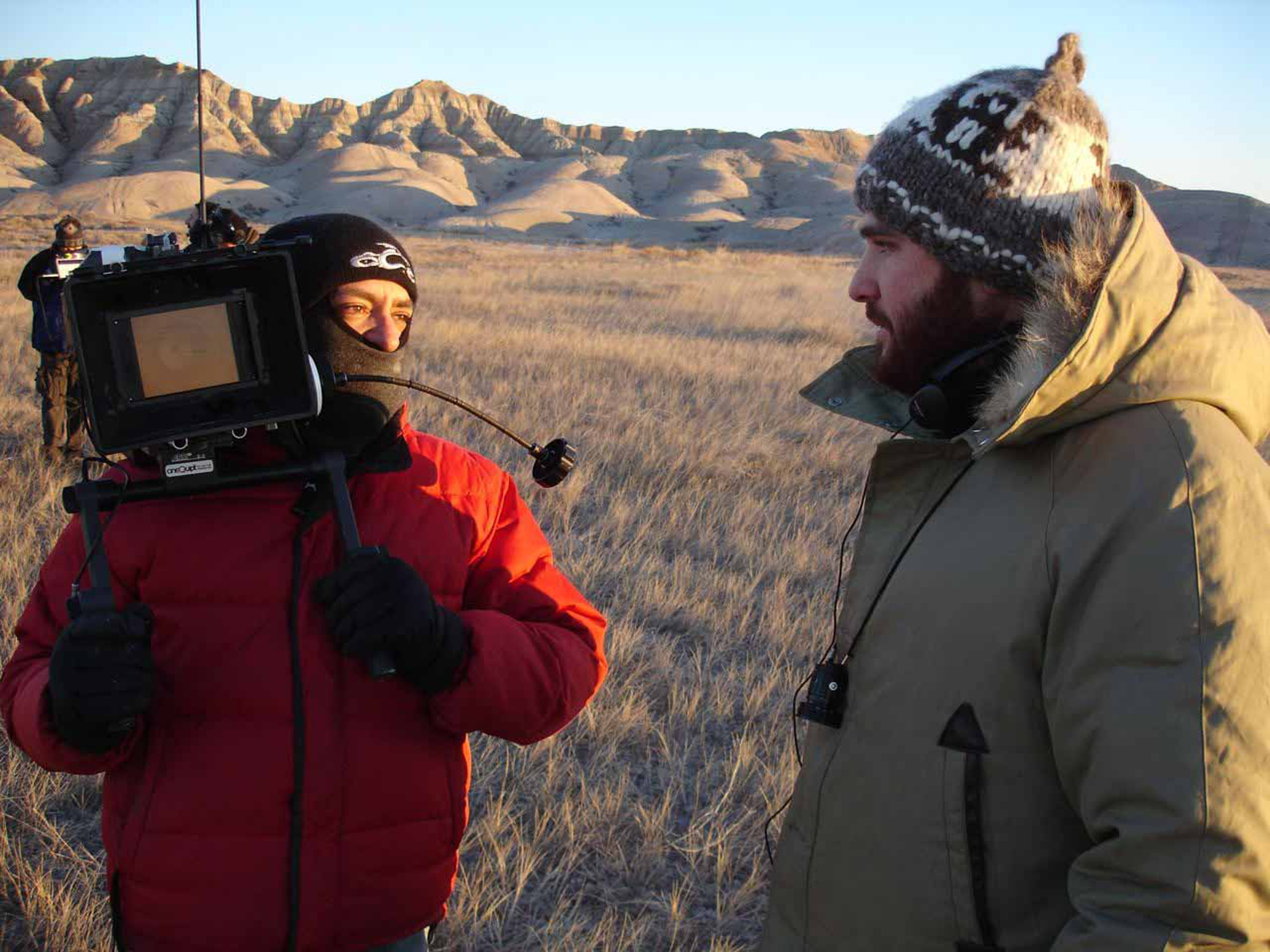 Director, Christopher Martini and Cinematographer, John Rotan, on location in the Badlands shooting 