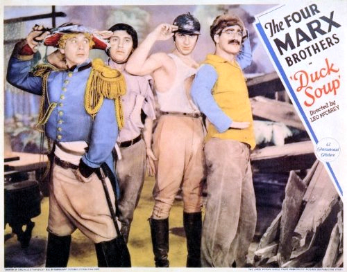 Groucho Marx, Chico Marx, Harpo Marx, Zeppo Marx and The Marx Brothers in Duck Soup (1933)
