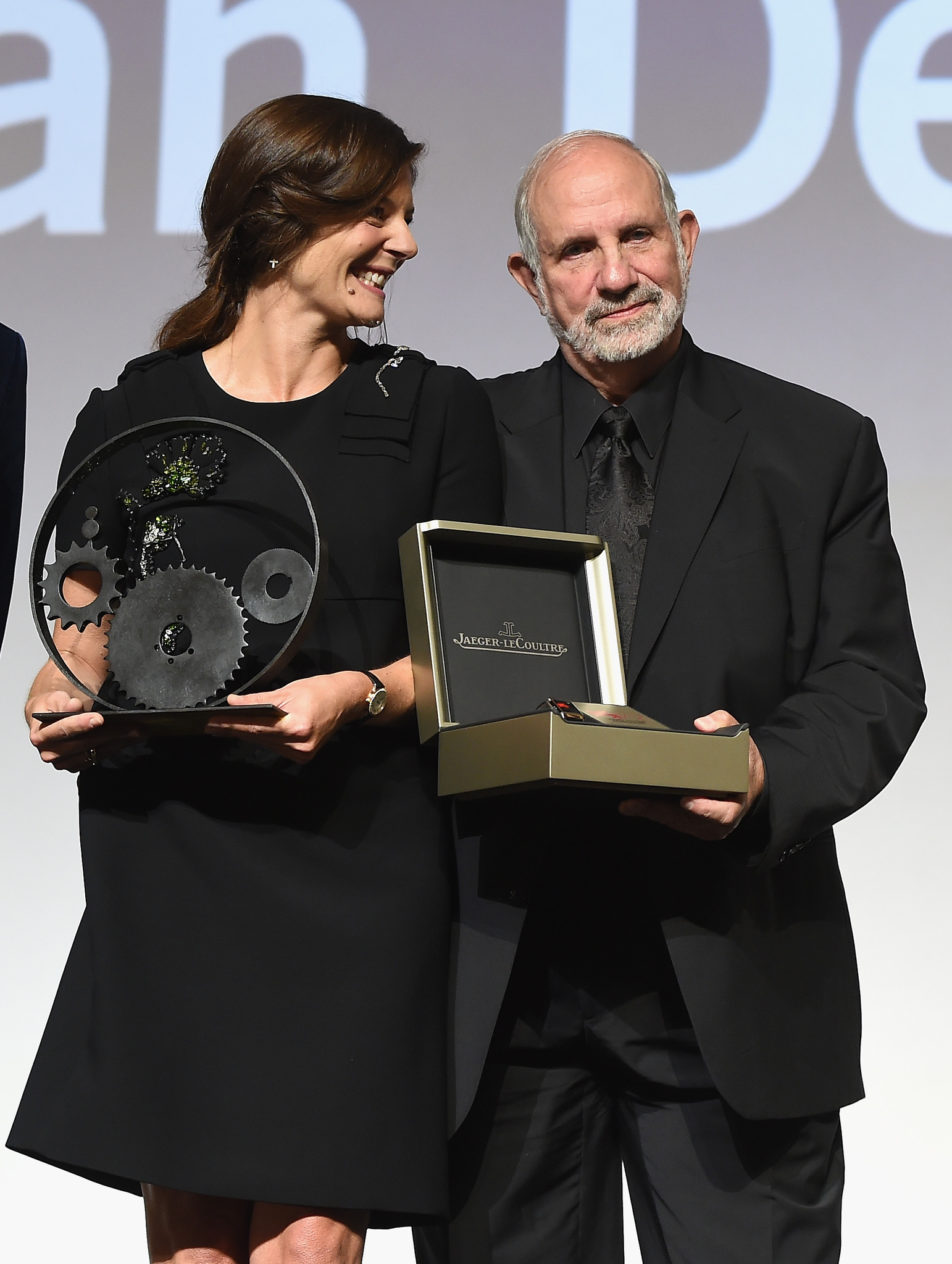 Chiara Mastroianni and Brian De Palma at the Jaeger-LeCoultre Glory to the Filmmaker 2015 Award Ceremony during the 72nd Venice Film Festival.