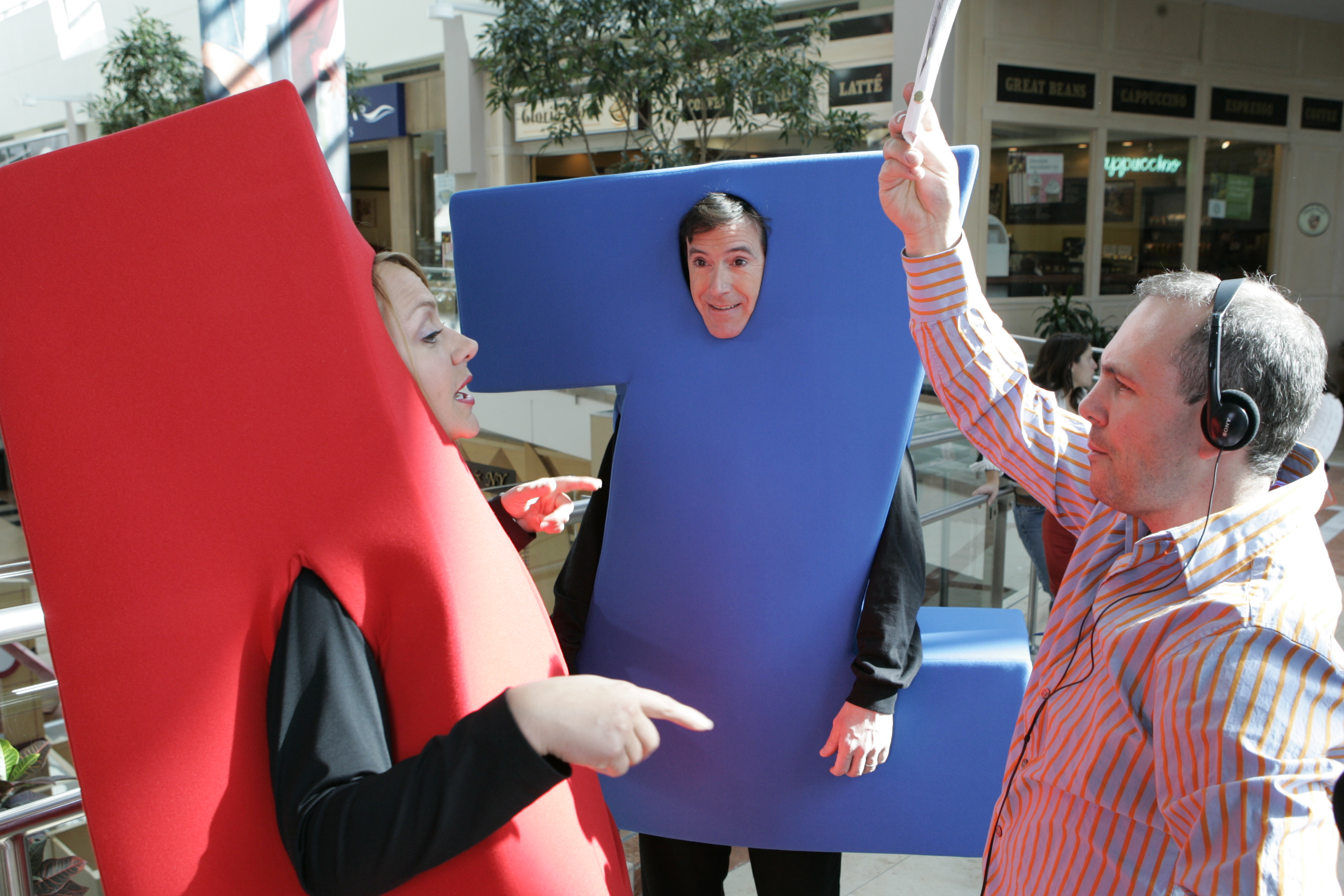 Nicole Sullivan and Stephen Colbert