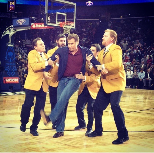 taking drunk Will Ferrell from Laker game 