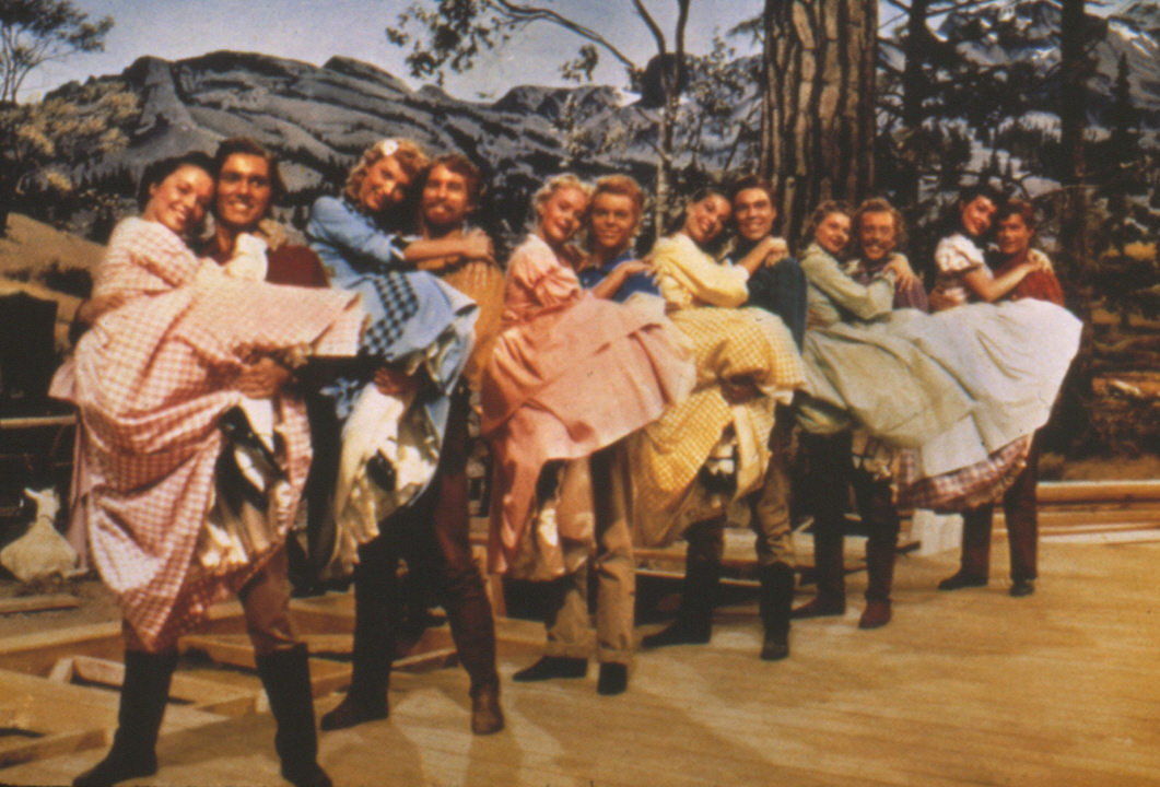 Still of Jane Powell, Betty Carr, Jacques d'Amboise, Norma Doggett, Virginia Gibson, Howard Keel, Nancy Kilgas, Ruta Lee, Matt Mattox, Julie Newmar, Marc Platt, Tommy Rall, Jeff Richards and Russ Tamblyn in Seven Brides for Seven Brothers (1954)