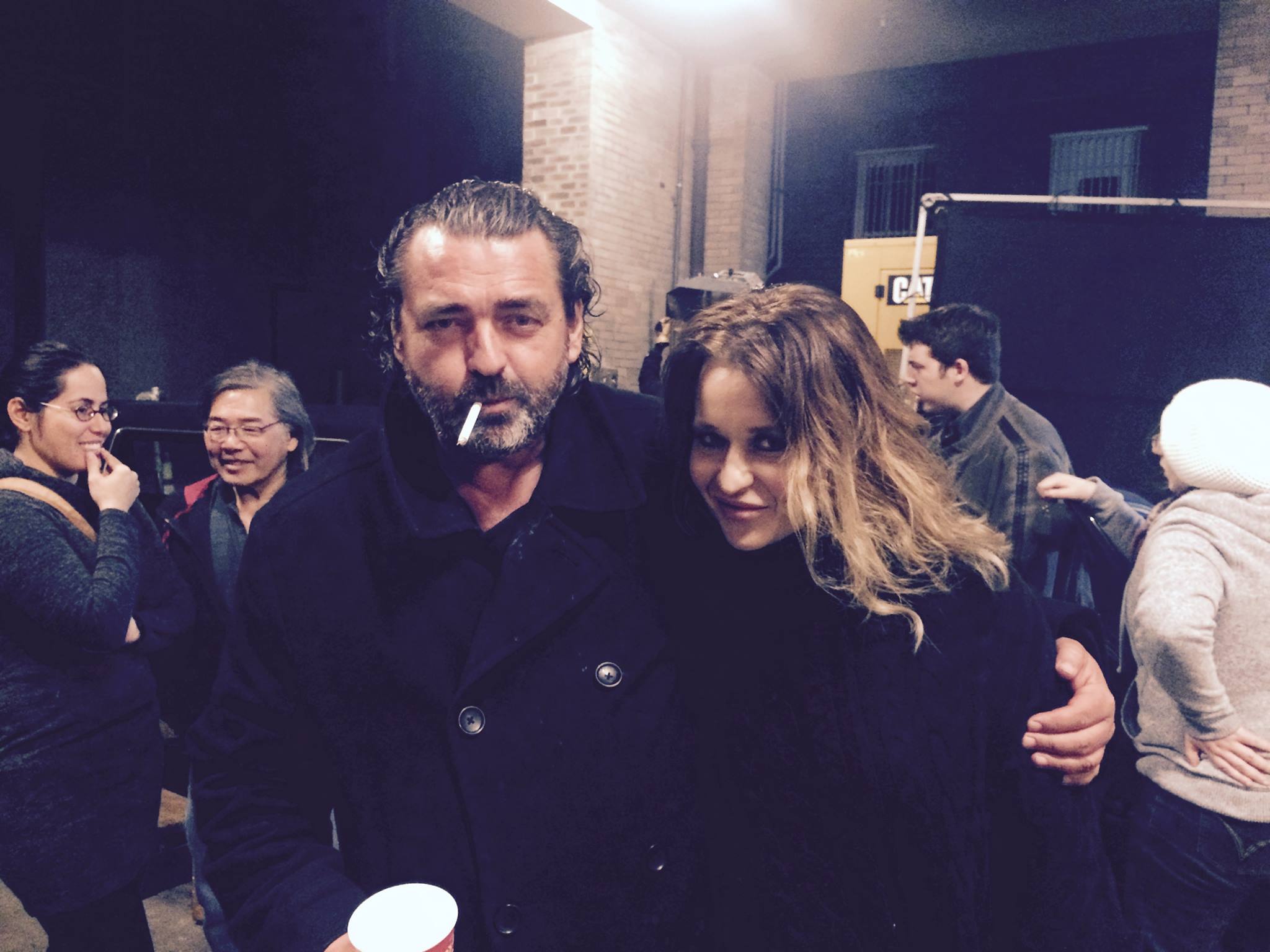 Olivia Maxwell on set with Angus Macfadyen, 