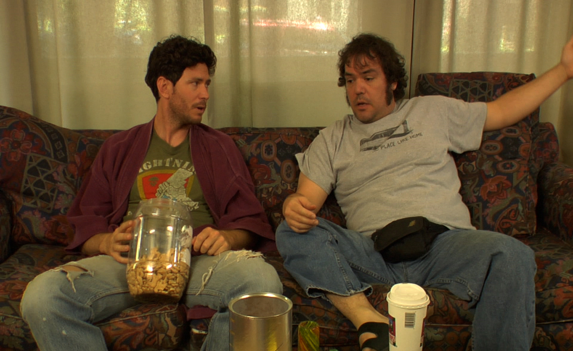 Patriclus (Steven Shields) and Achilles Pumpkinseed (Will Beinbrink) in getting stoned in 