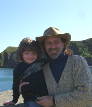 With son Jamie in Scotland