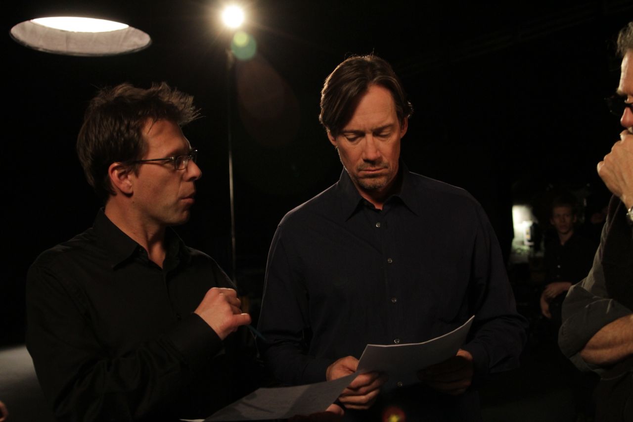 Bill McAdams Jr and Kevin Sorbo on set of PSA for Autism - House Of Fear.