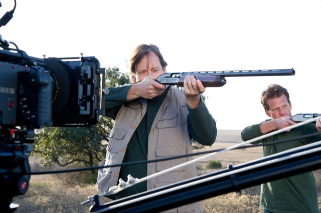 Kevin Sorbo and Bill McAdams Jr on set of Gallows Road.