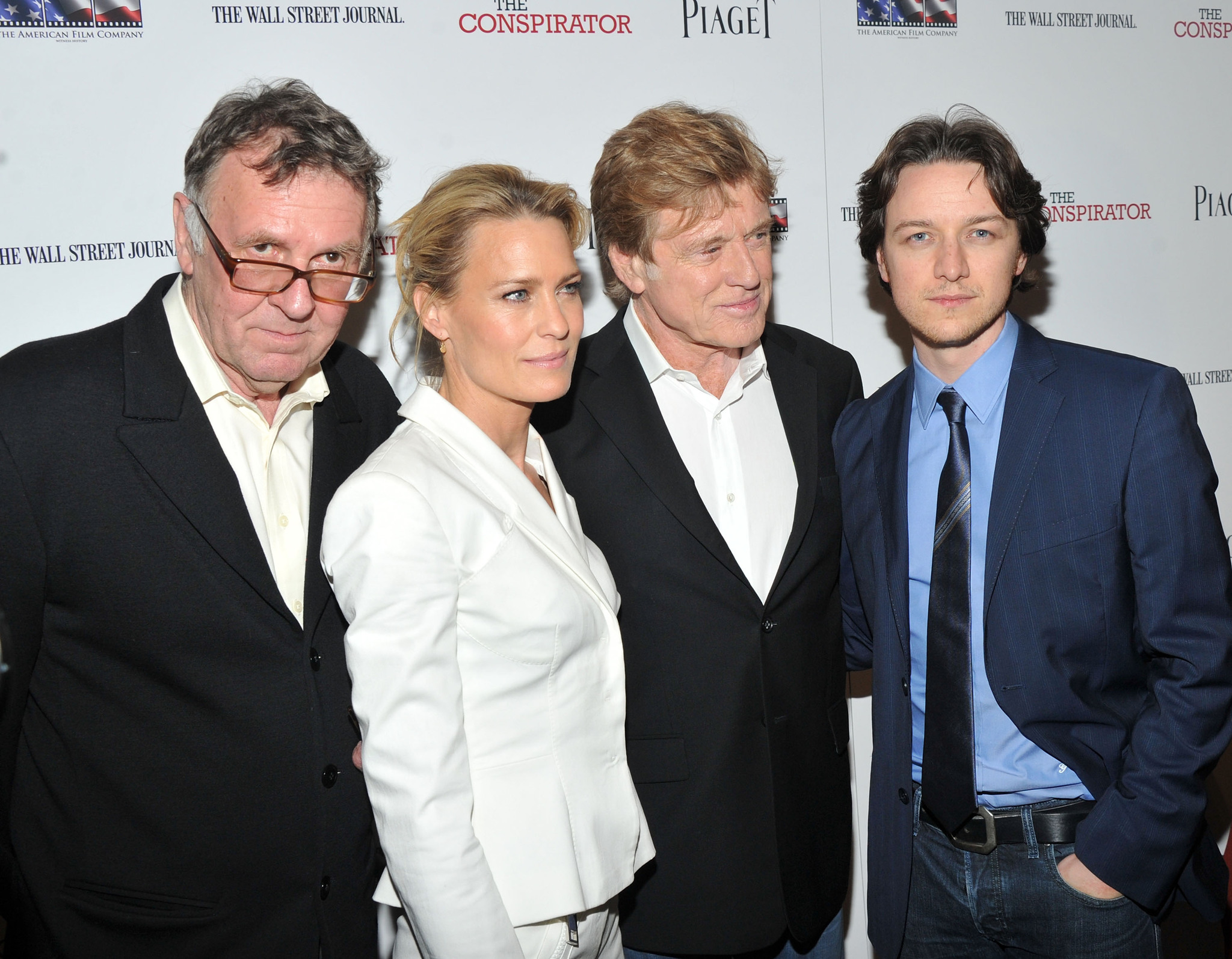 Robert Redford, Robin Wright, James McAvoy and Tom Wilkinson at event of The Conspirator (2010)