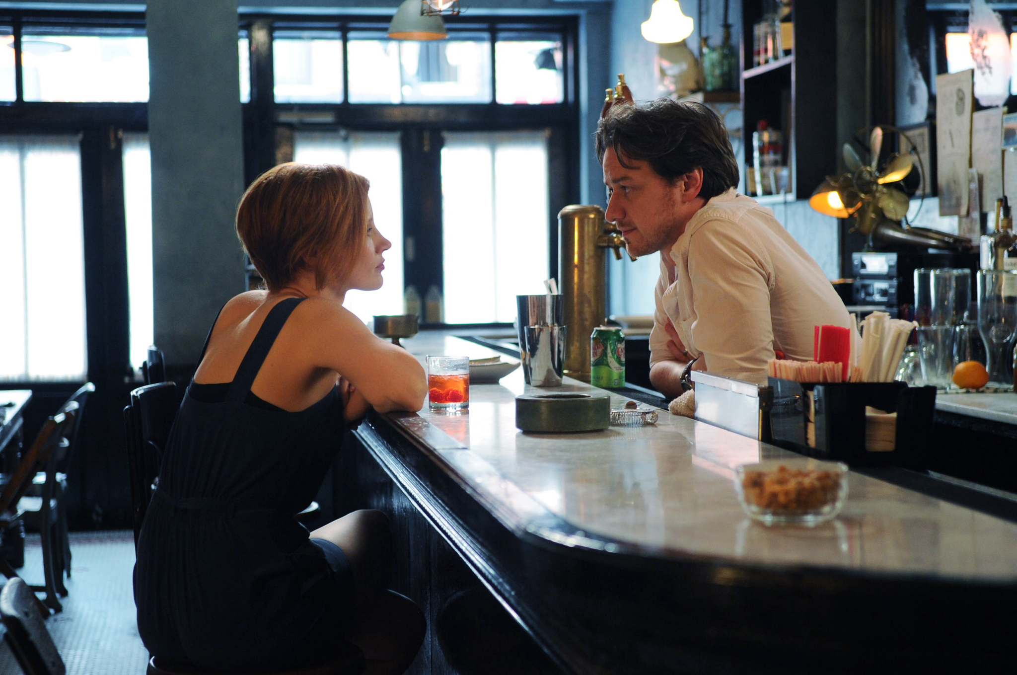 Still of James McAvoy and Jessica Chastain in The Disappearance of Eleanor Rigby: Them (2014)