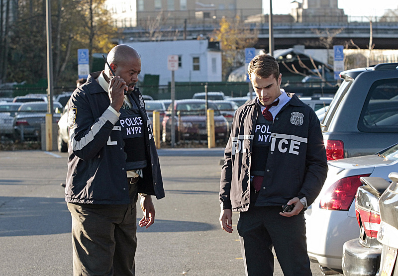 Still of Chi McBride and Theo James in Golden Boy (2013)