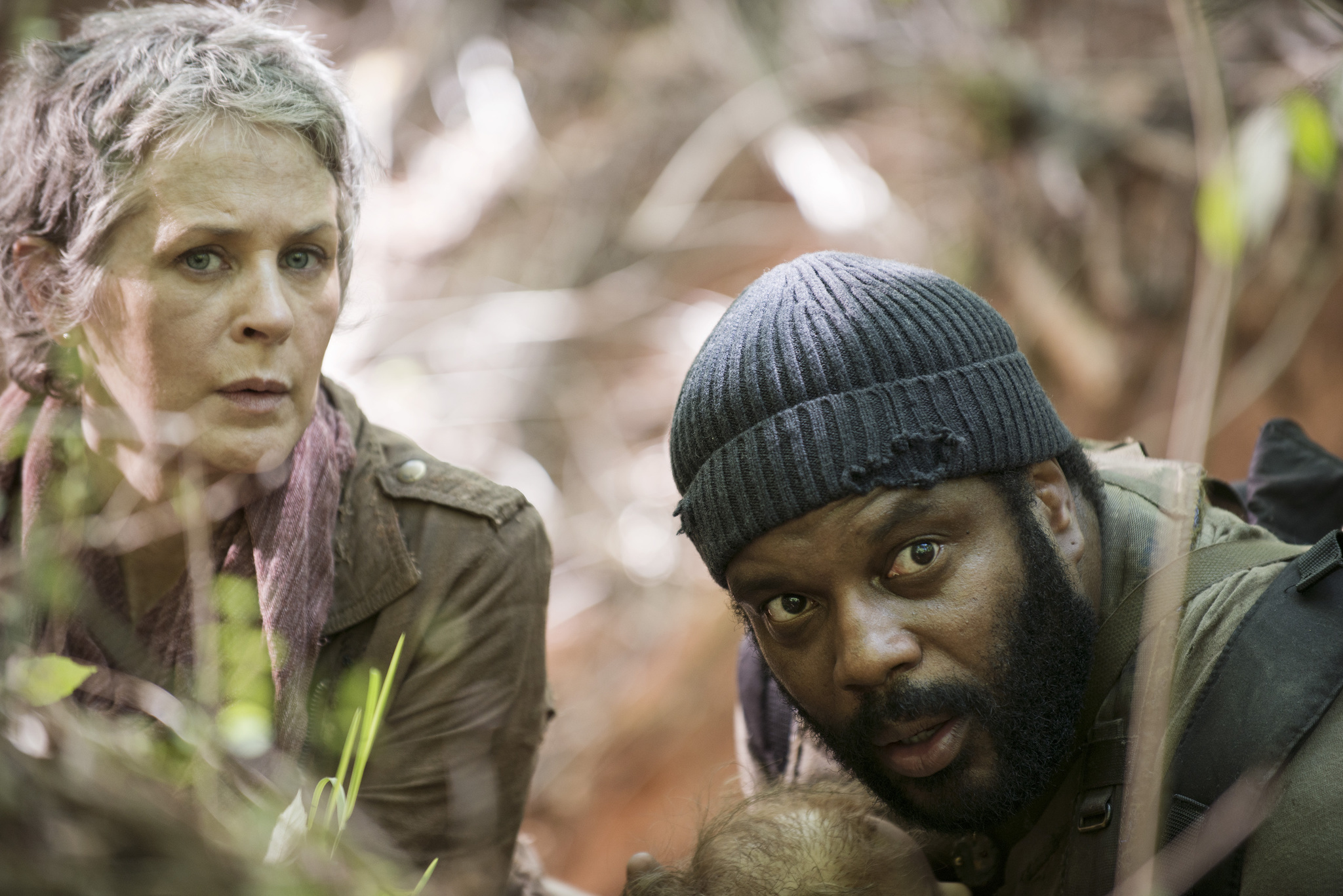 Still of Chad L. Coleman and Melissa McBride in Vaiksciojantys negyveliai (2010)