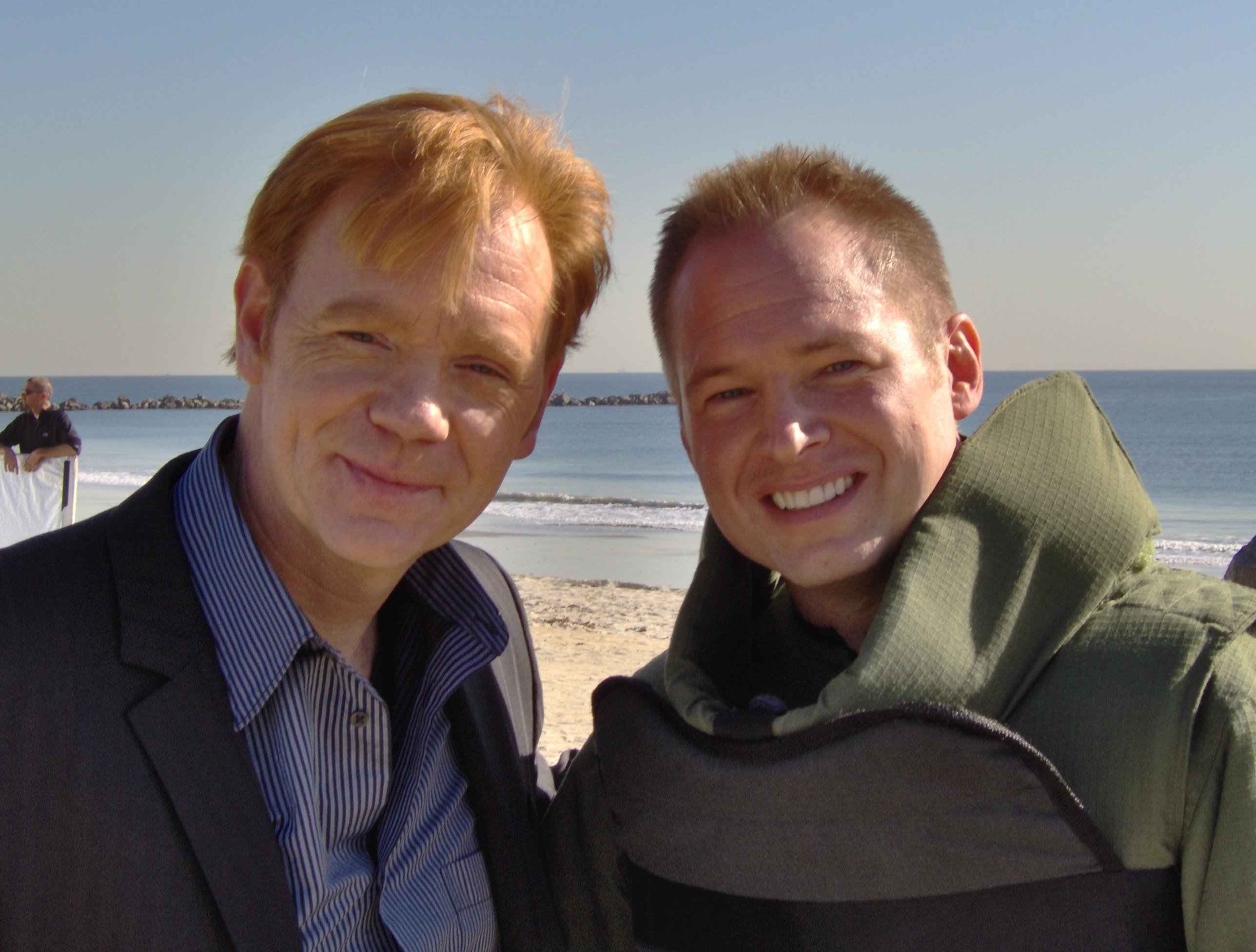 Tom McCafferty and David Caruso on the set of 
