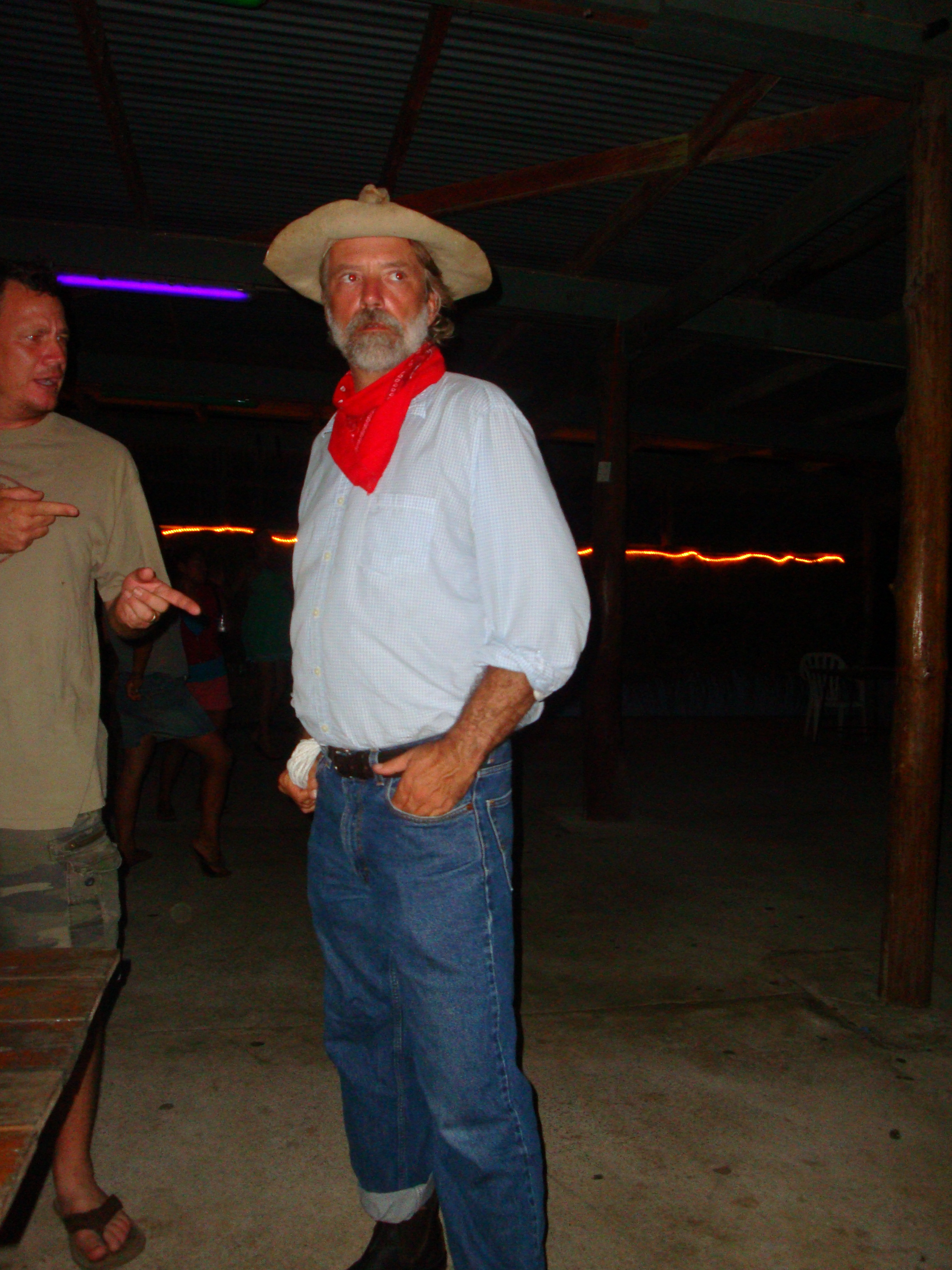 Aitutaki, Cook Islands. Crew told me it was cowboy western costume night at the restaurant. I was the only one that dressed up.