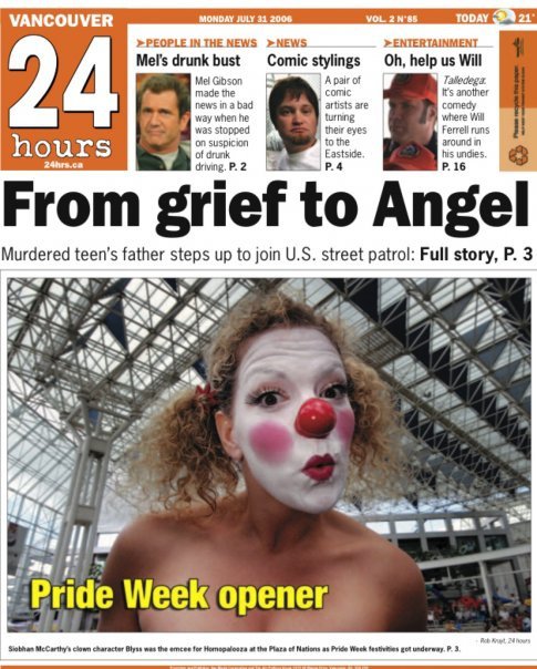 S. Siobhan McCarthy as Blyss on the cover of the 24 Hours Newspaper