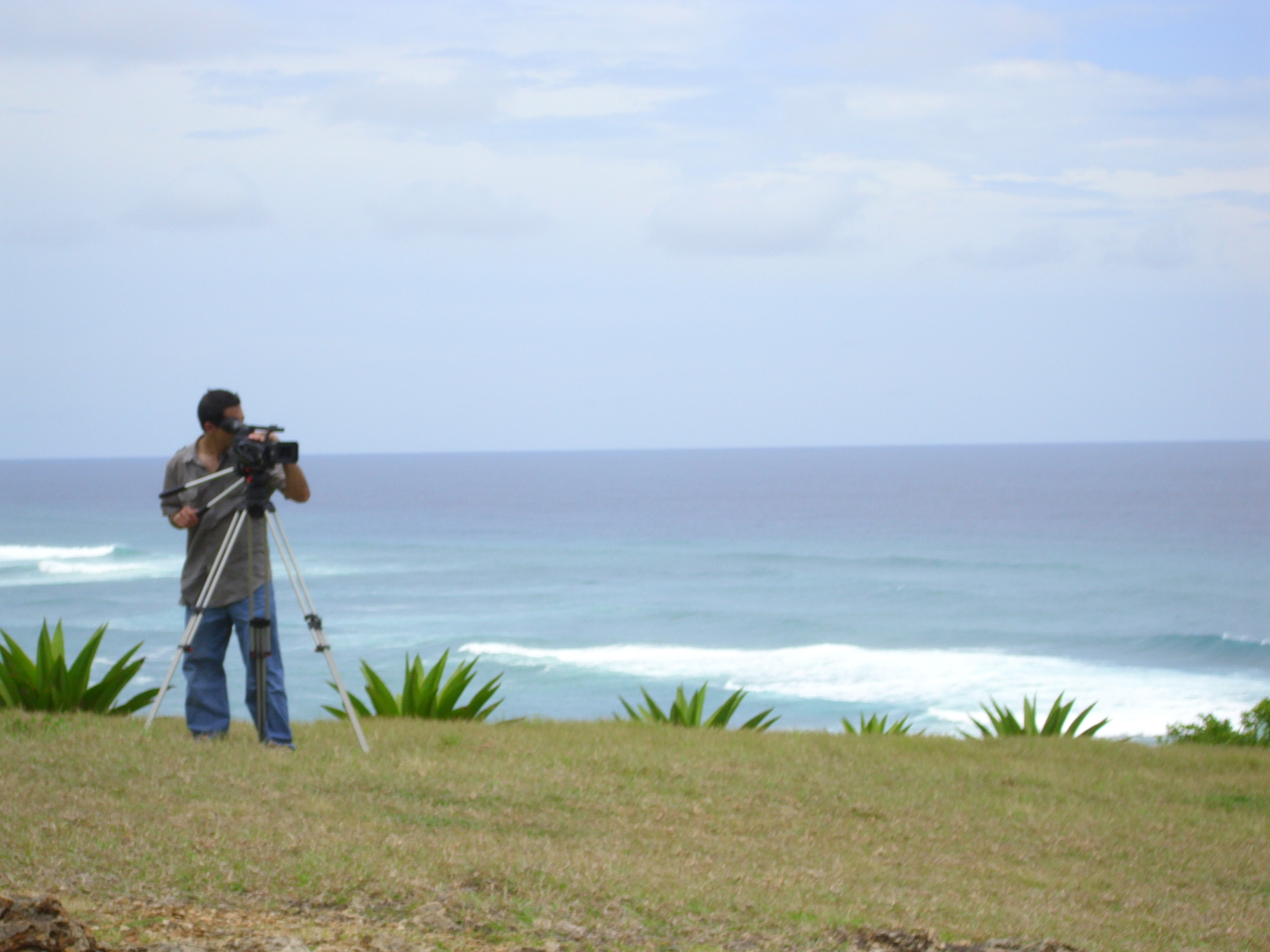 Tarek McCarthy in Barbados while directing a film on the destructive nature of hurricanes.