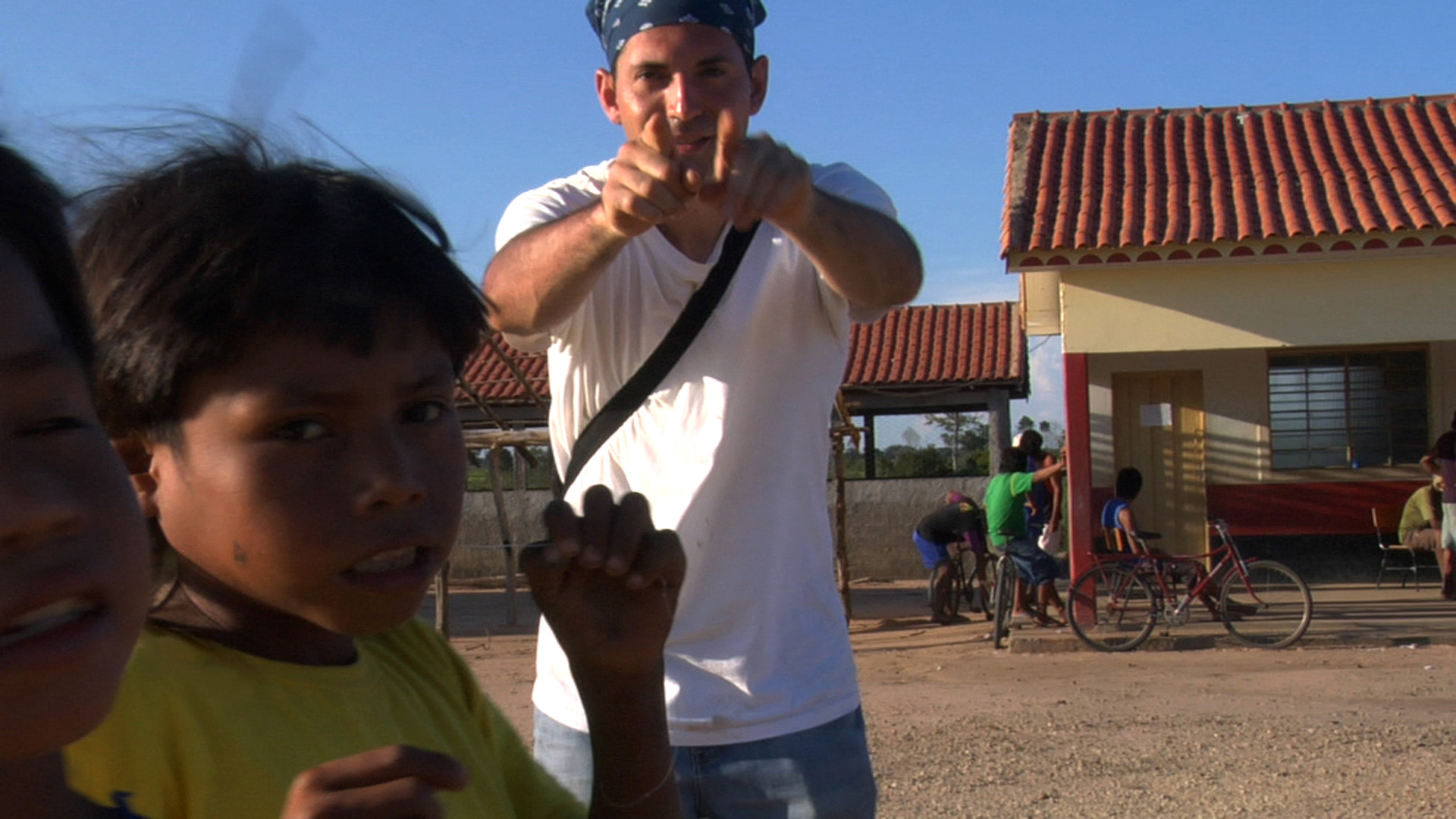 Tarek McCarthy with the Xavante Tribe while directing a documentary in Northern Brazil.