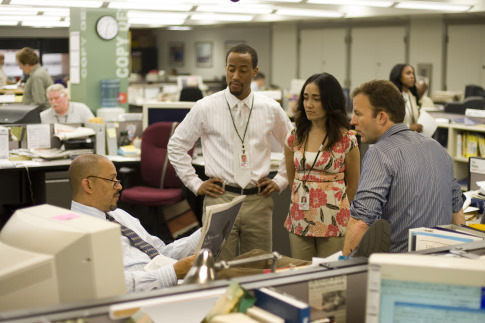 Still of Clark Johnson, Tom McCarthy, Brandon Young and Michelle Paress in Blake (2002)