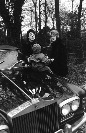 Paul & Linda McCartney with their 1970 Rolls Royce at home in London