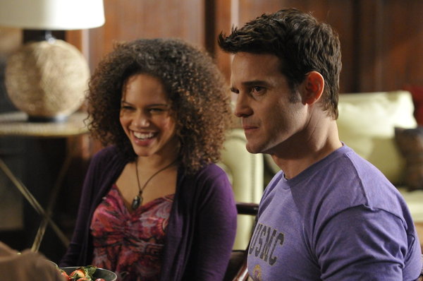 Still of Eddie McClintock and Genelle Williams in Warehouse 13 (2009)