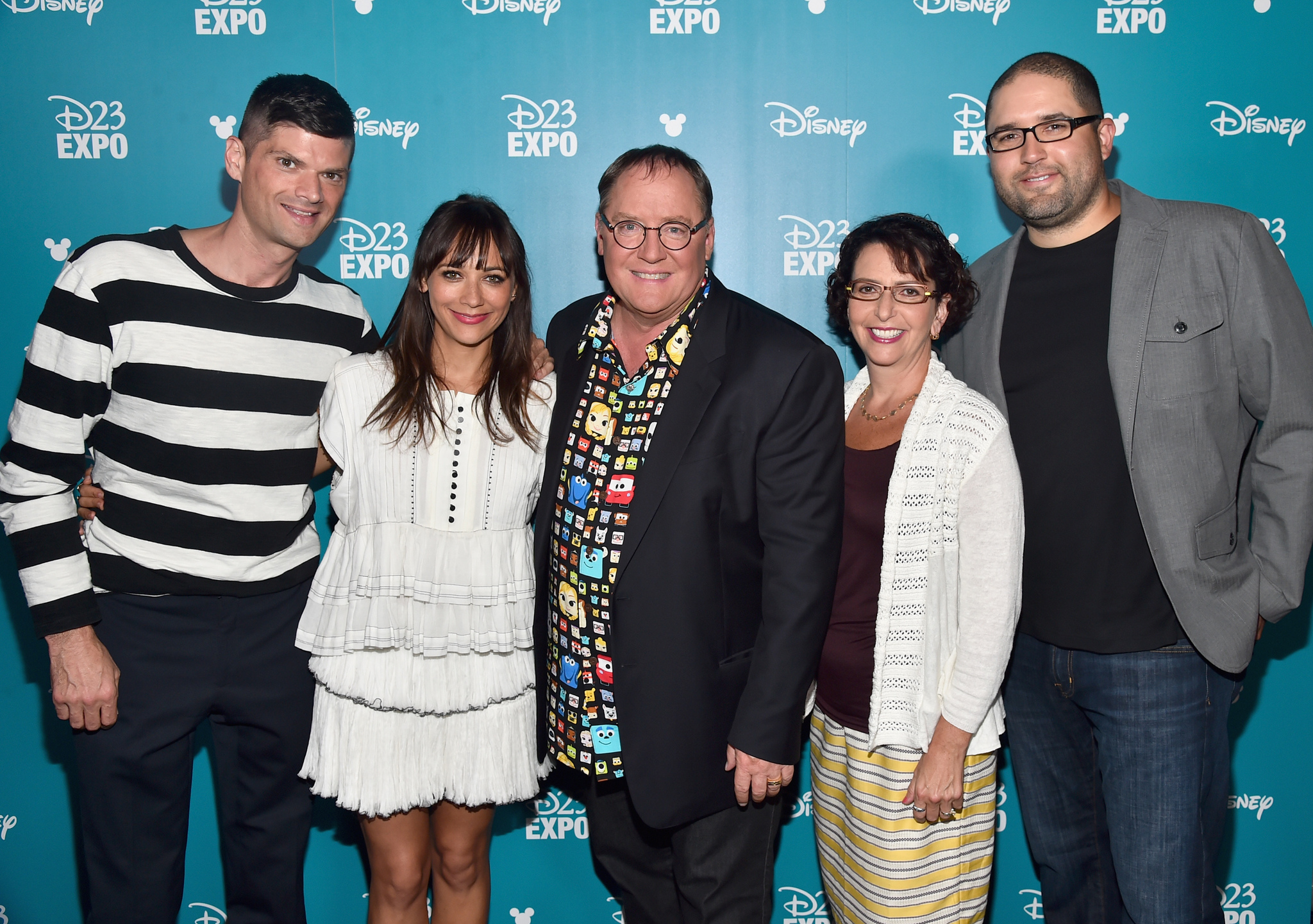 John Lasseter, Rashida Jones, Will McCormack, Galyn Susman and Josh Cooley