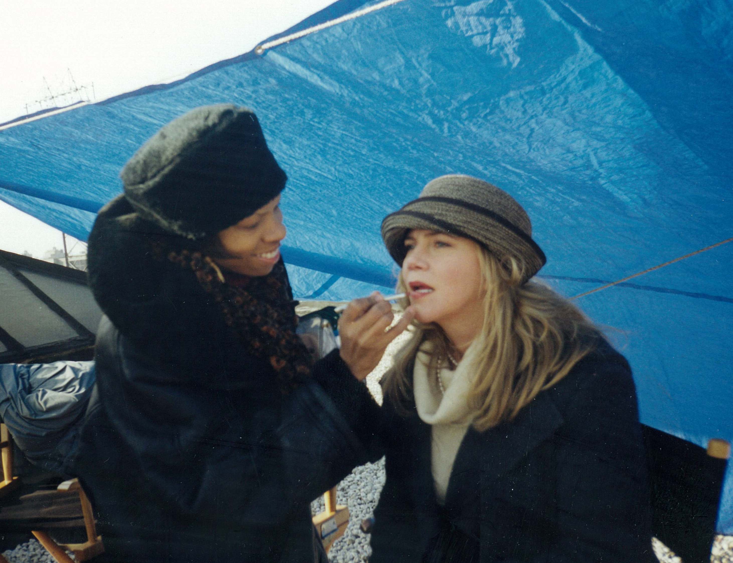 Cat'Ania McCoy-Howze, Makeup Department Head applies makeup on Kathleen Turner. Feature Film 