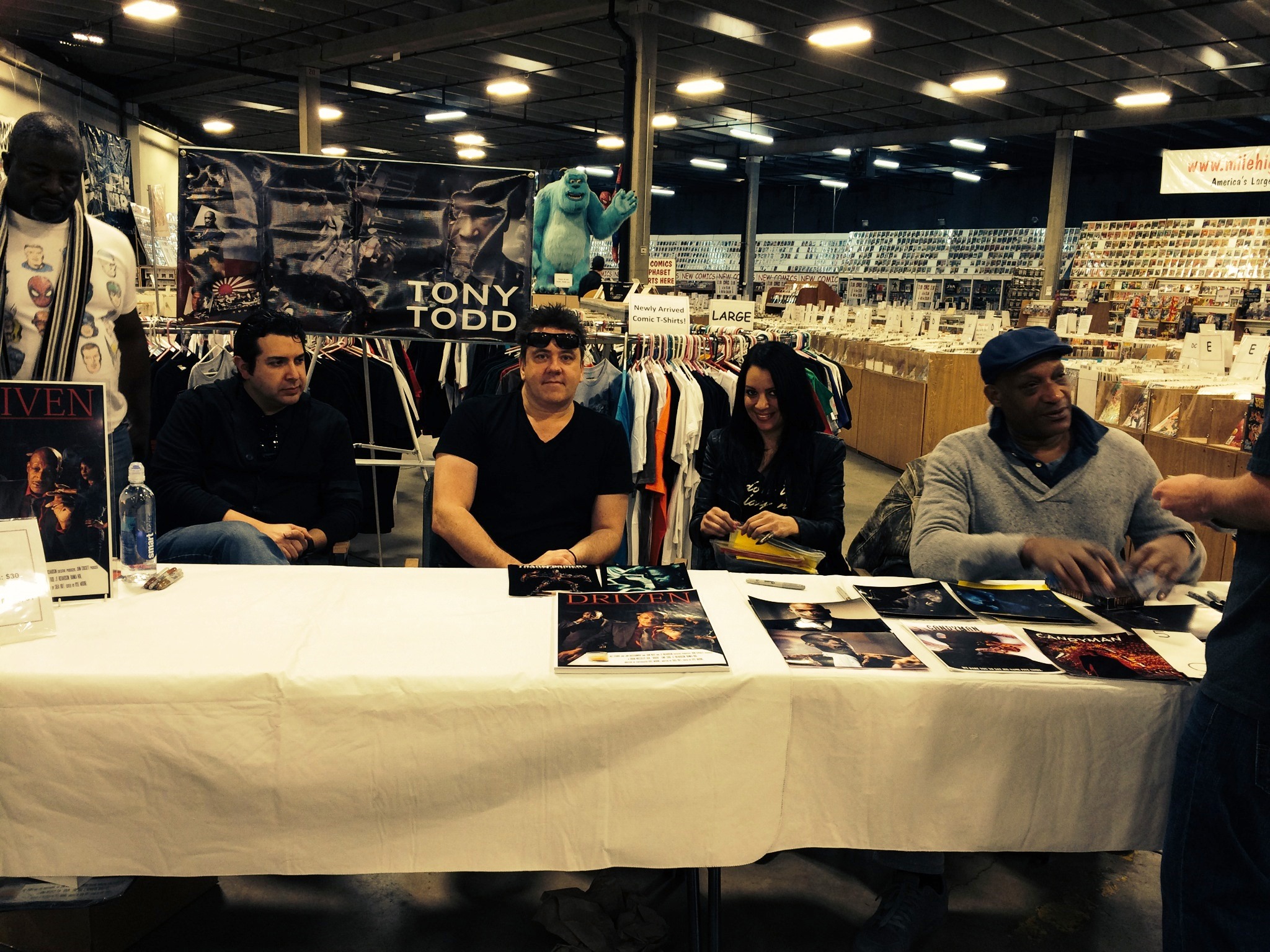 Director Brian McCulley with Producer John Crocket and actor Tony Todd guest appearance at Mile High Comics for the film DRIVEN(2014)