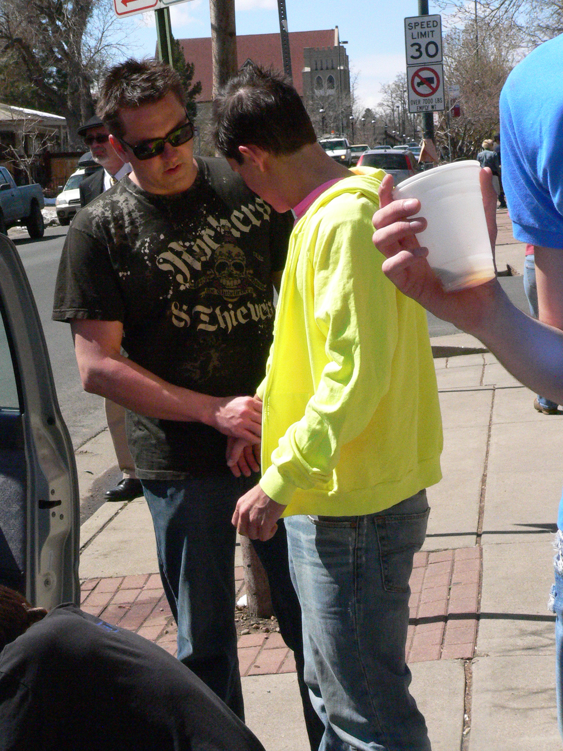 Brian McCulley and Kevin Derkash on the set of T-Shirt.