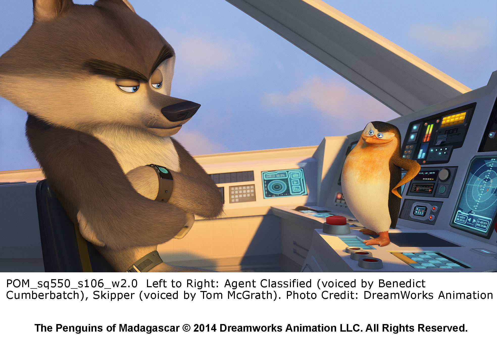 Still of Tom McGrath and Benedict Cumberbatch in Penguins of Madagascar (2014)