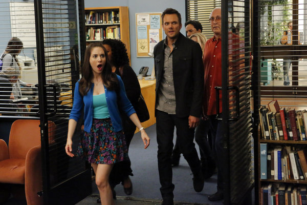 Still of Chevy Chase, Joel McHale and Alison Brie in Community (2009)