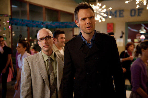 Still of Joel McHale and Jim Rash in Community (2009)