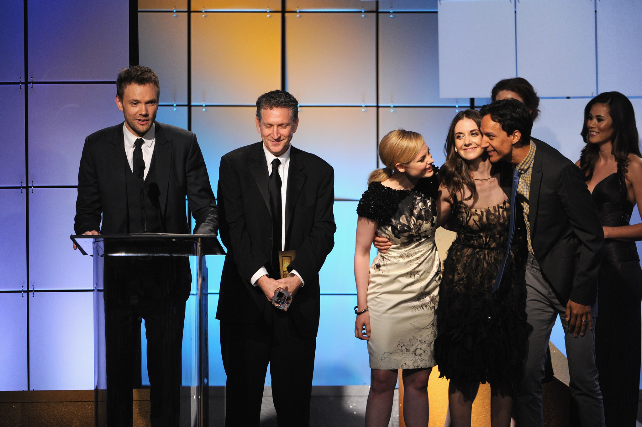 Emily Deschanel, Russ Krasnoff, Joel McHale, Alison Brie, Gillian Jacobs and Danny Pudi