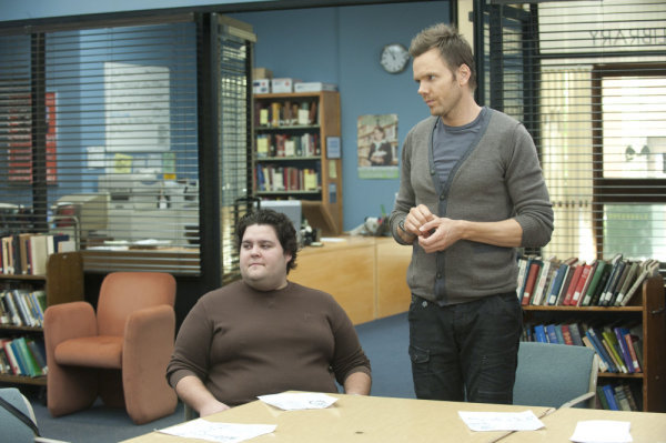 Still of Joel McHale and Charley Koontz in Community (2009)