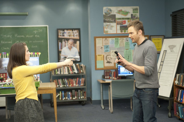 Still of Joel McHale and Alison Brie in Community (2009)