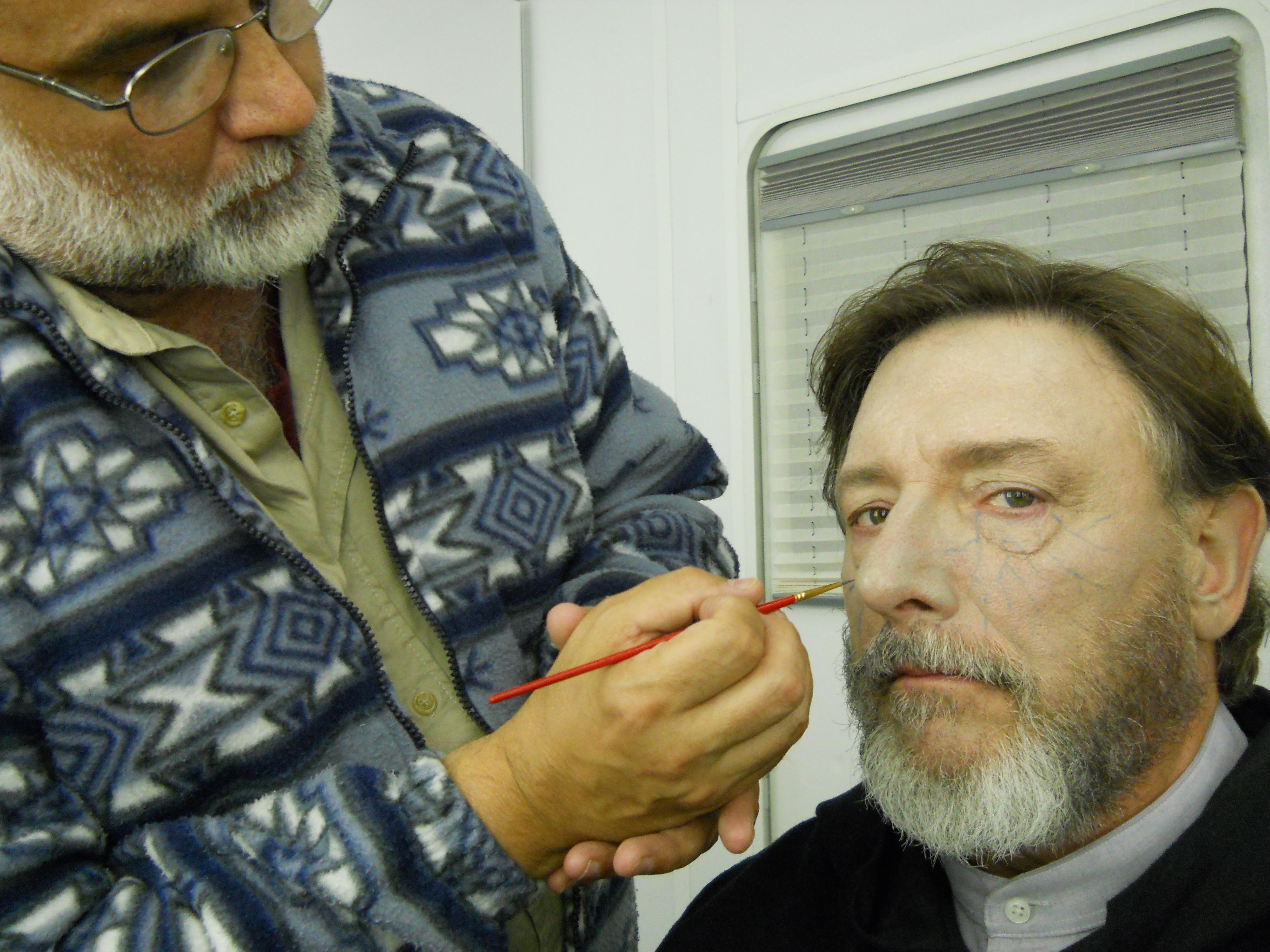Makeup Artist Jeff Goodwin preps me for the film climax.