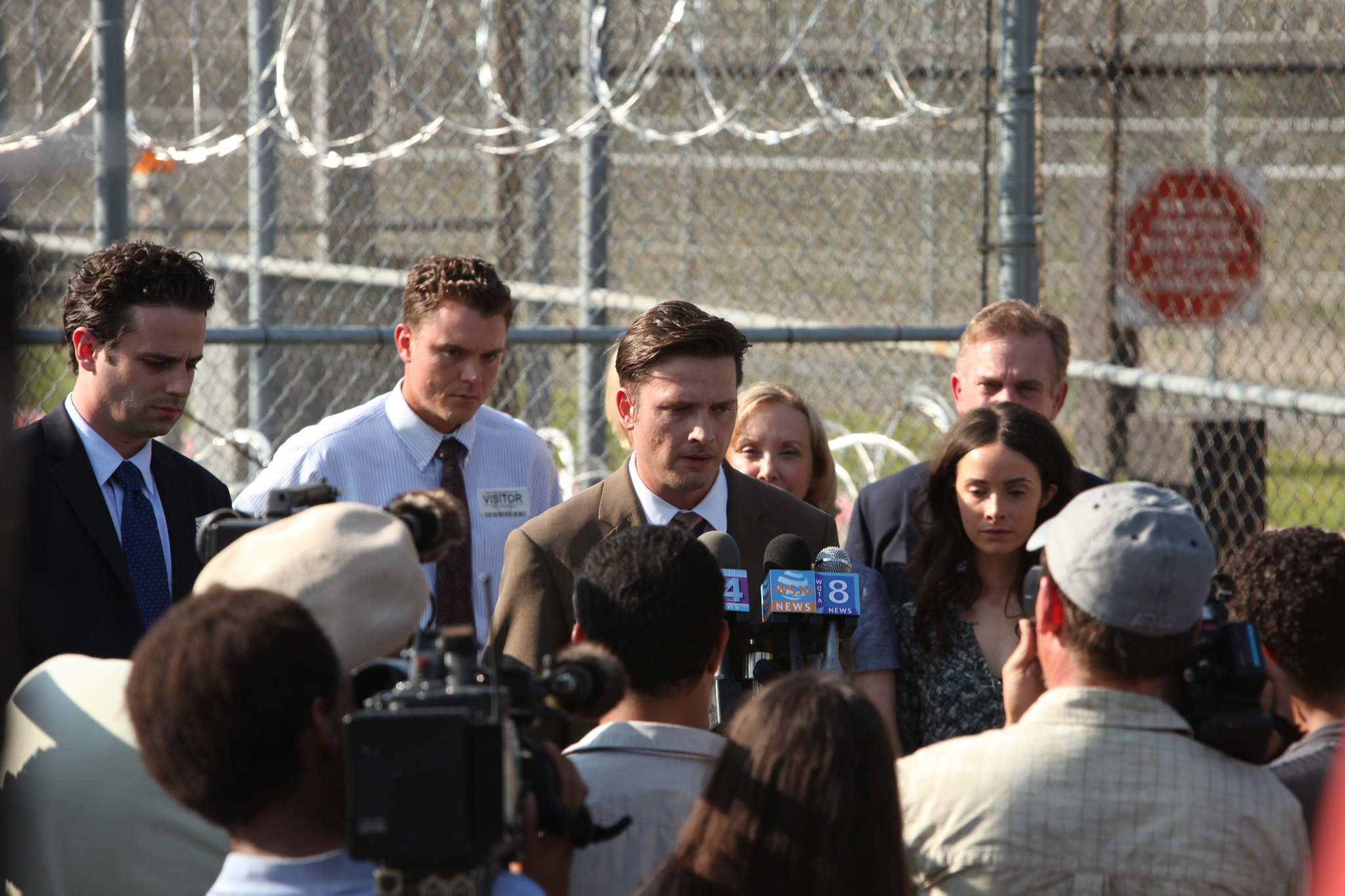 Still of Clayne Crawford, Luke Kirby, Bruce McKinnon, J. Smith-Cameron, Abigail Spencer, Aden Young and Annette Brown in Rectify (2013)